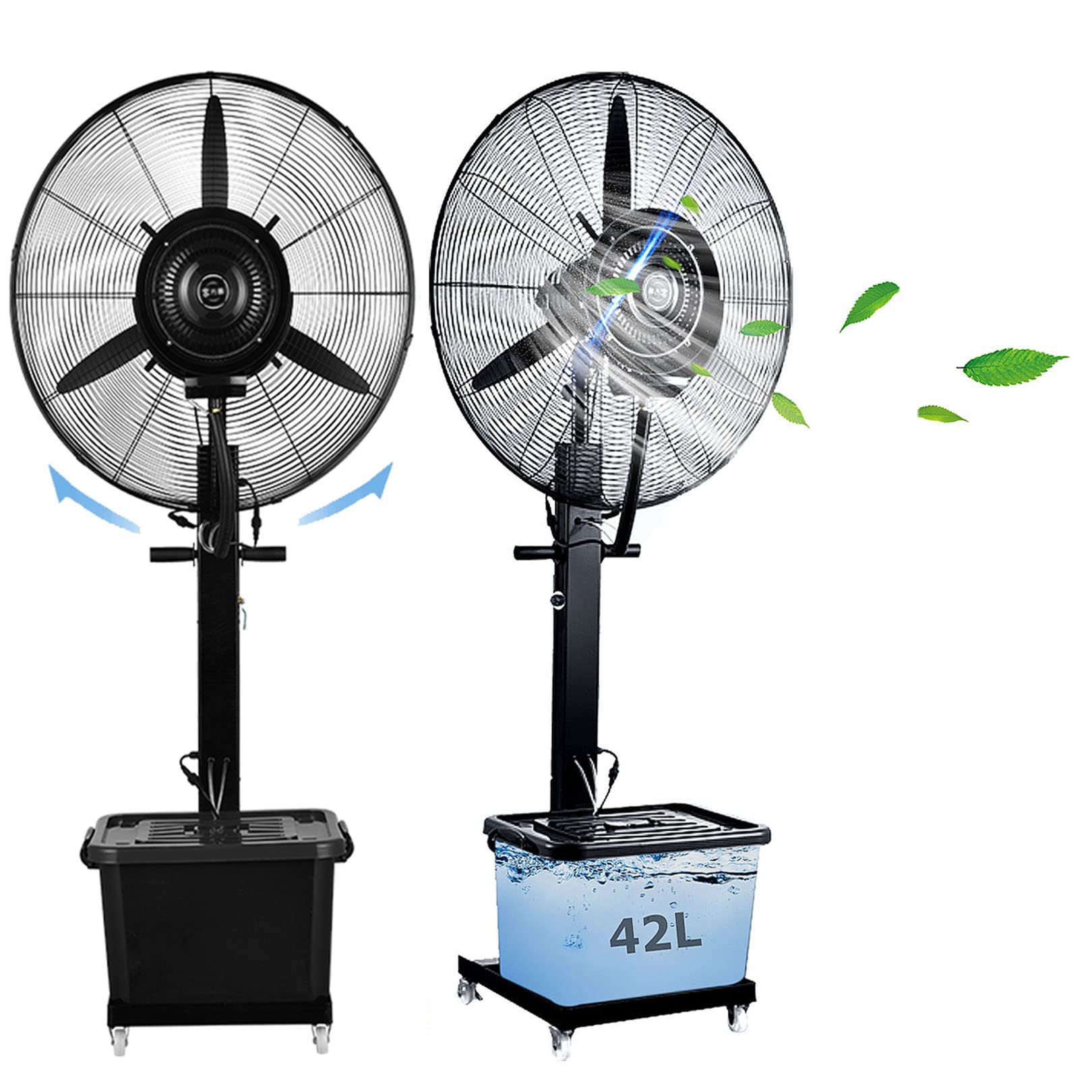 SaryEdge Outdoor Island Misting Fan, 3 Cooling Speeds Pedestal Fan with 11 Gallon Tank, Art Deco Pedestal Fan for Backyards, Patios and More, 90° Oscillation, Black,81cm/31.9in,81cm/31.9in