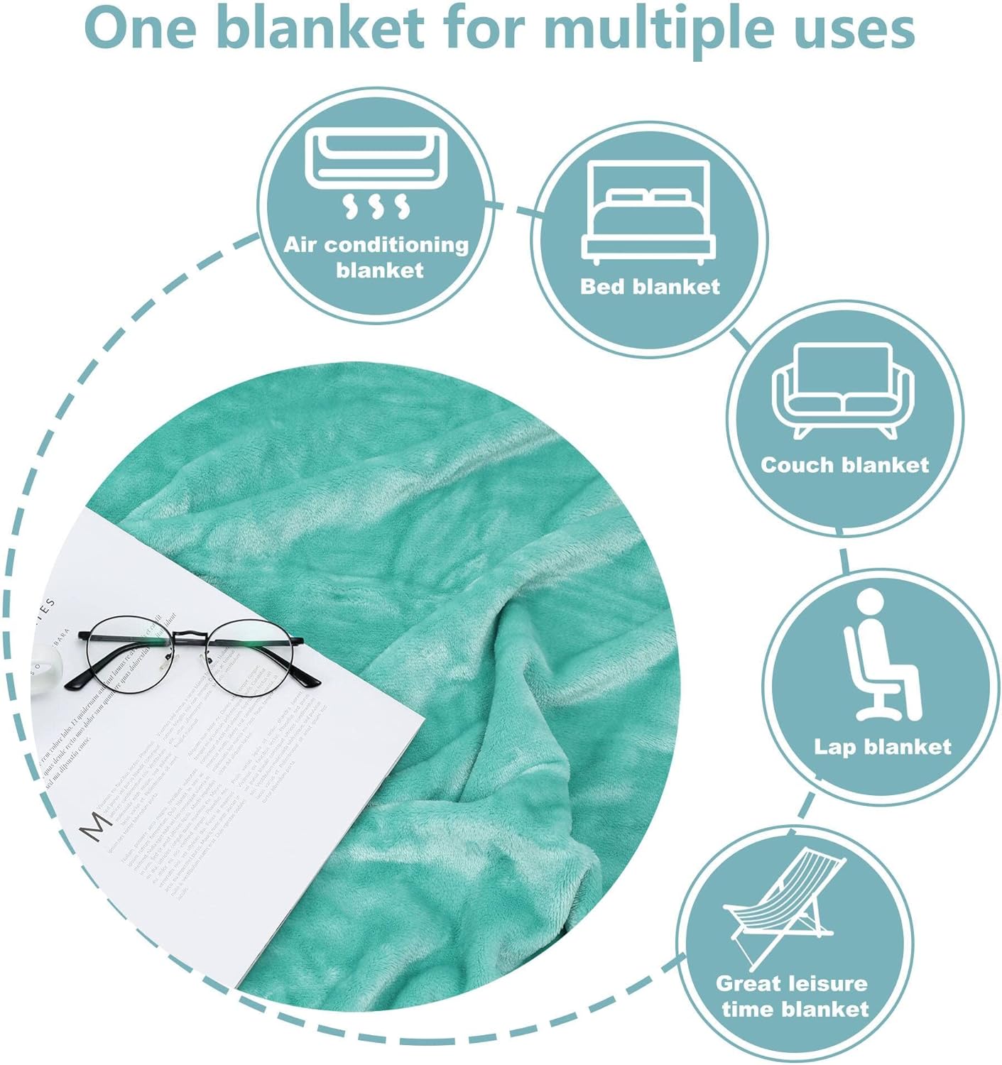 NANPIPER Fleece Blankets Super Soft Flannel Fuzzy Blanket for Bed Couch Luxury Cozy Plush Microfiber Blanket-Twin Size Lake Blue - Image 6