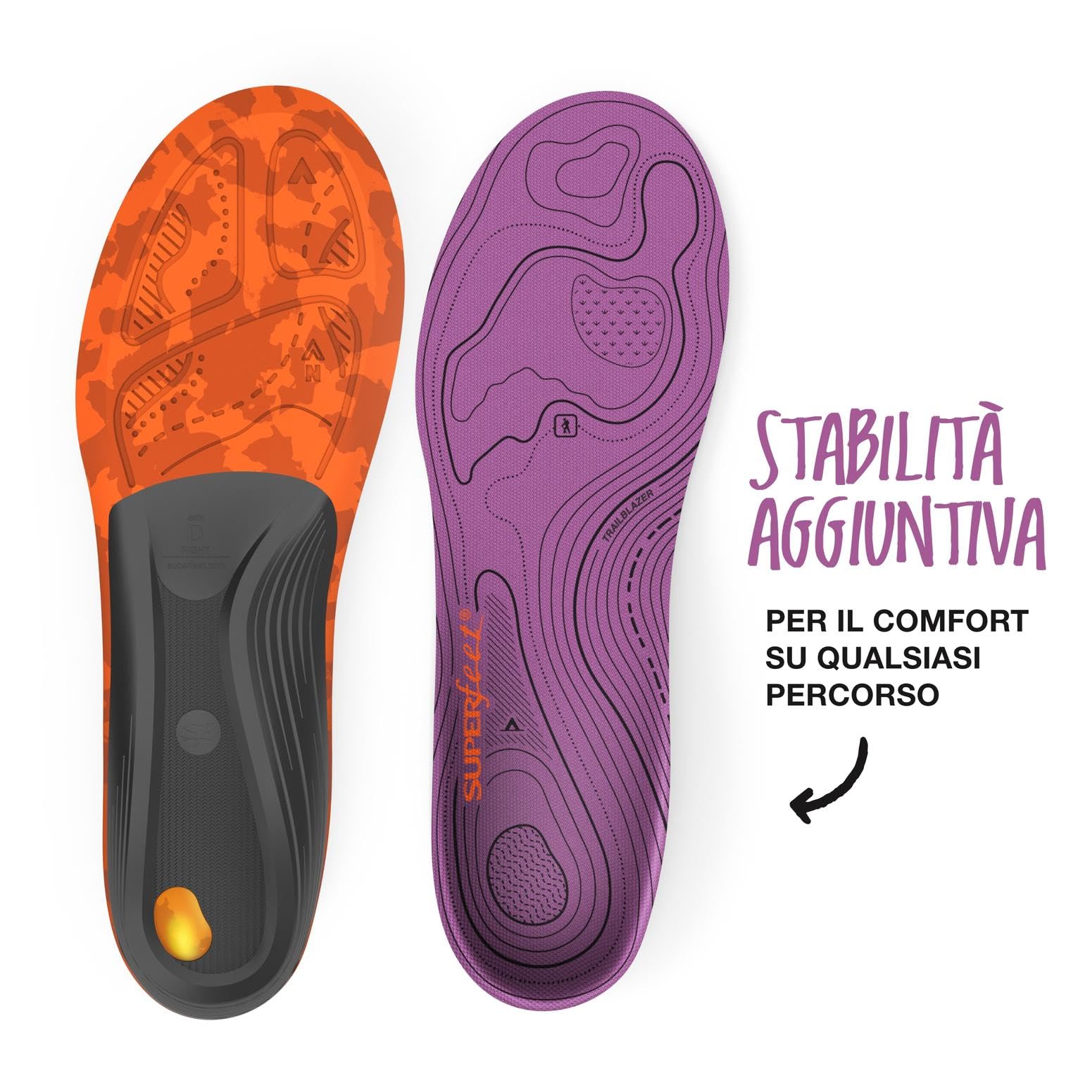Superfeet Hike Solette da Donna - Inserti Ortopedici per Scarpe da Trekking, EU 34 – 36 | Arco medio-alto specifico per donna in fibra di carbonio EVOLyte per scarponi da trekking, ammortizzazione a doppio strato