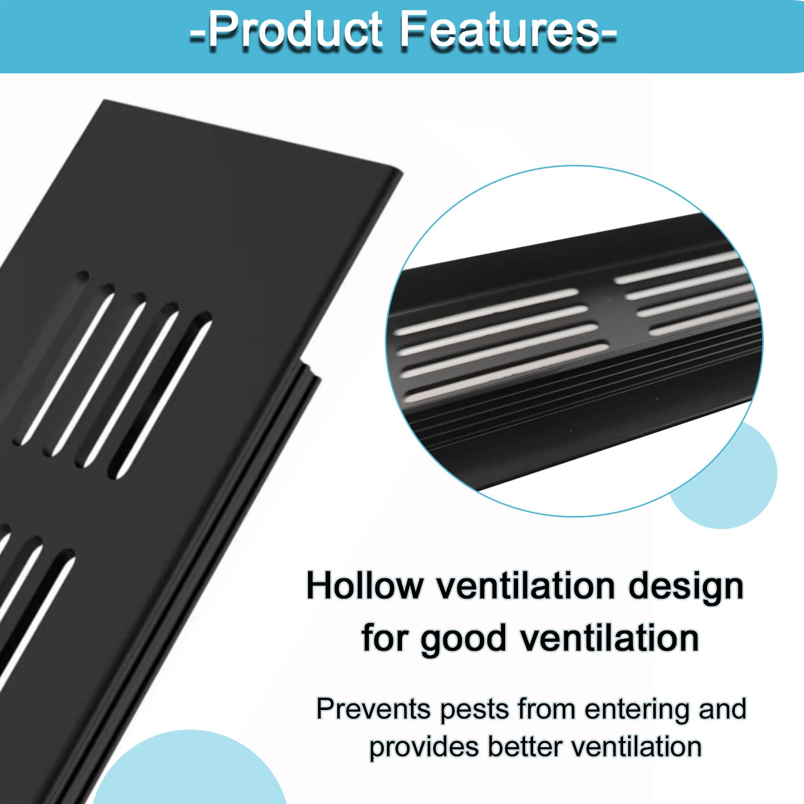 YGCQFH 2 Pack 600mm x 50mm Black Air Vent Grille Cover Aluminum Alloy Kitchen Air Vent Cover Cupboard Vents - Image 4