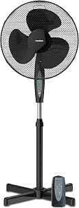 MEDION Standventilator mit Fernbedienung, drei Geschwindigkeitsstufen, 45 Watt Leistung, 36 cm, Schwenkfunktion, Oszillati…