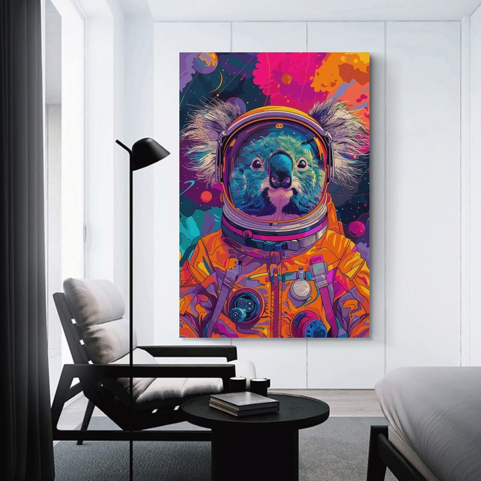 Junmoney Room Decor Wall Art Astronaut Space Koala, 24x36inch(60x90cm), for Gallery Wall Layouts in Home Or Office, Home Wall Art for Statement Displays