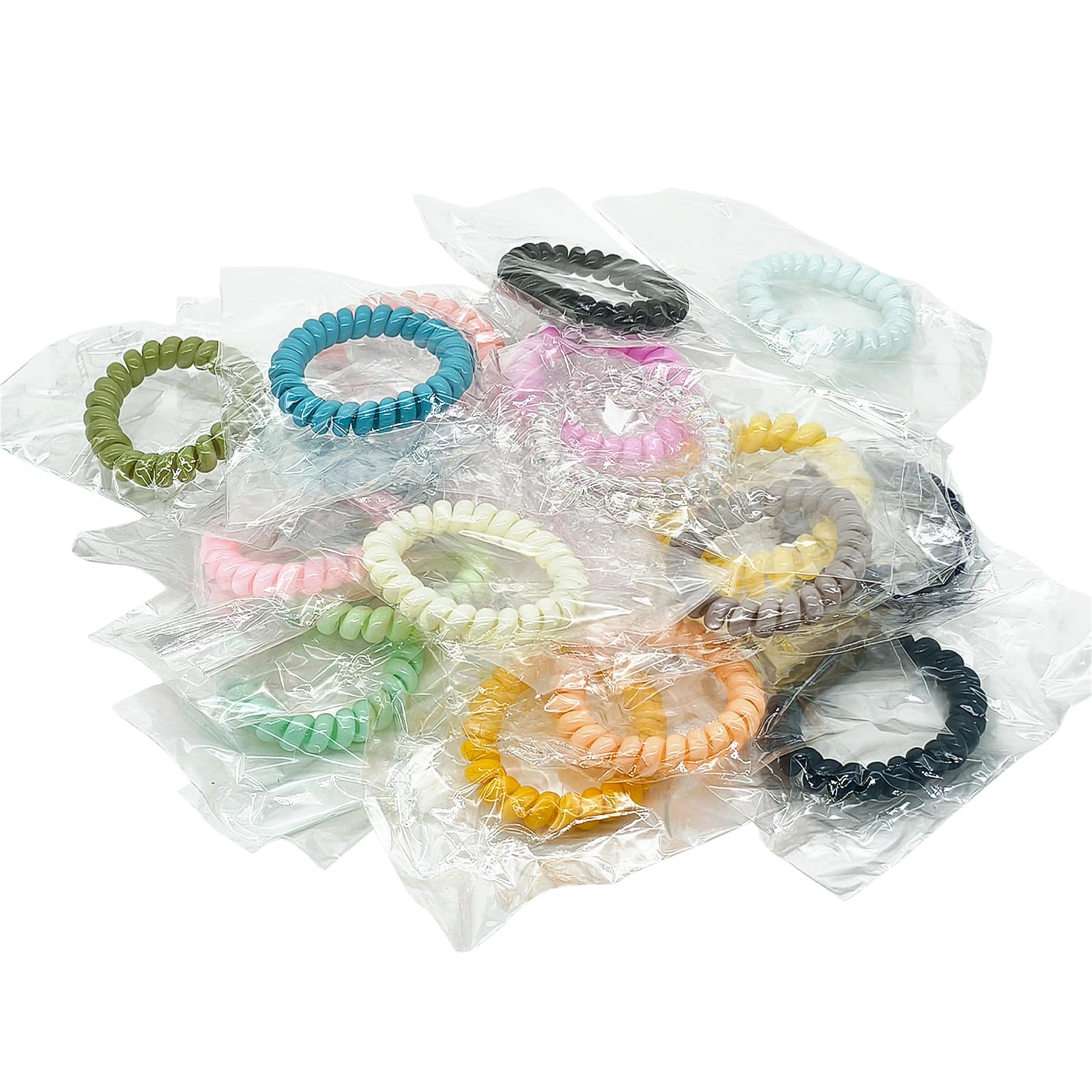 36 elastici per capelli a spirale colorati da donna, avvolti singolarmente, elastici per capelli sottili, nessun danno, per capelli spessi, senza pieghe