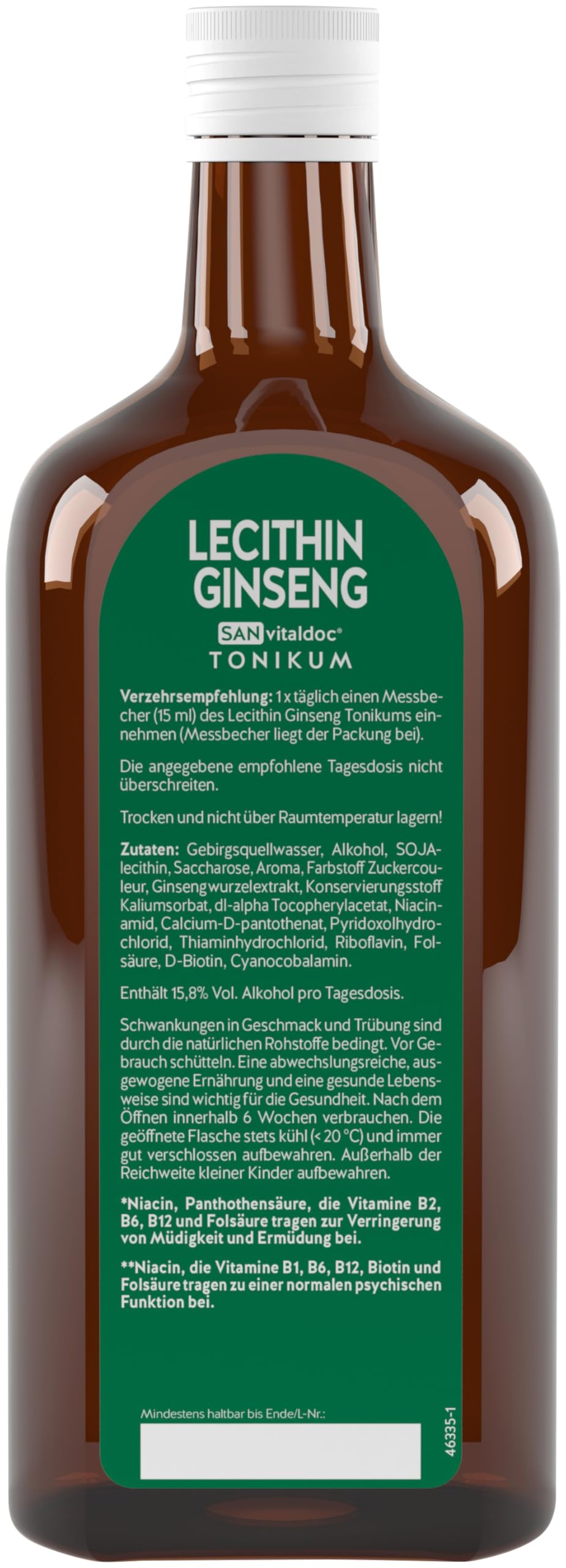 doc nature‘s LECITHIN GINSENG Tonikum 500 ml, verringert Müdigkeit & Ermüdung. Mit Lecithin, Ginseng & B-Vitaminen, vegan, gluten- & lactosefrei. Praktische Monatspackung