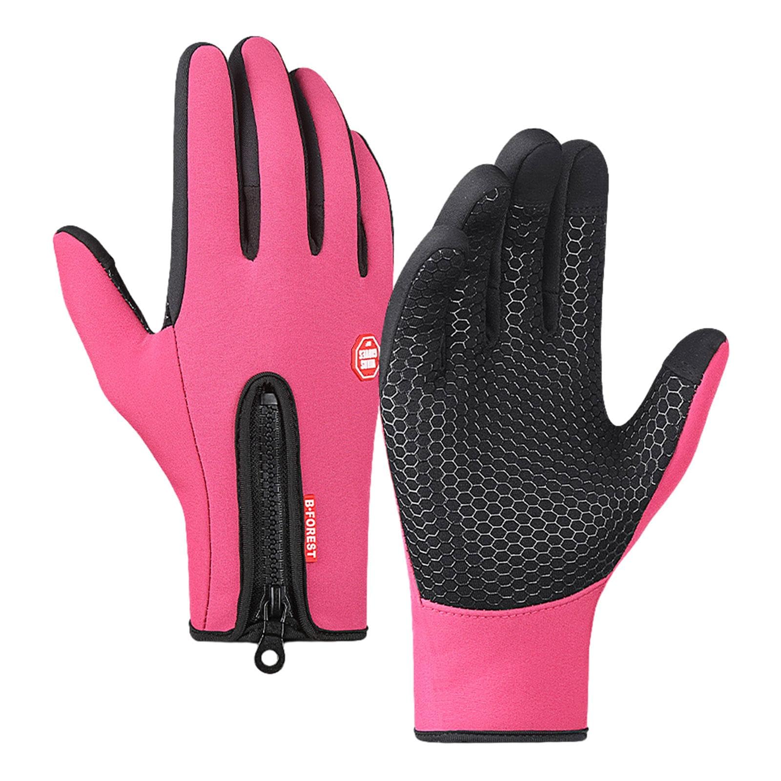SECRET DESIRE Bike Gloves Windproof Warm Winter Gloves for Running Driving Outdoor Rose Red M-image-21