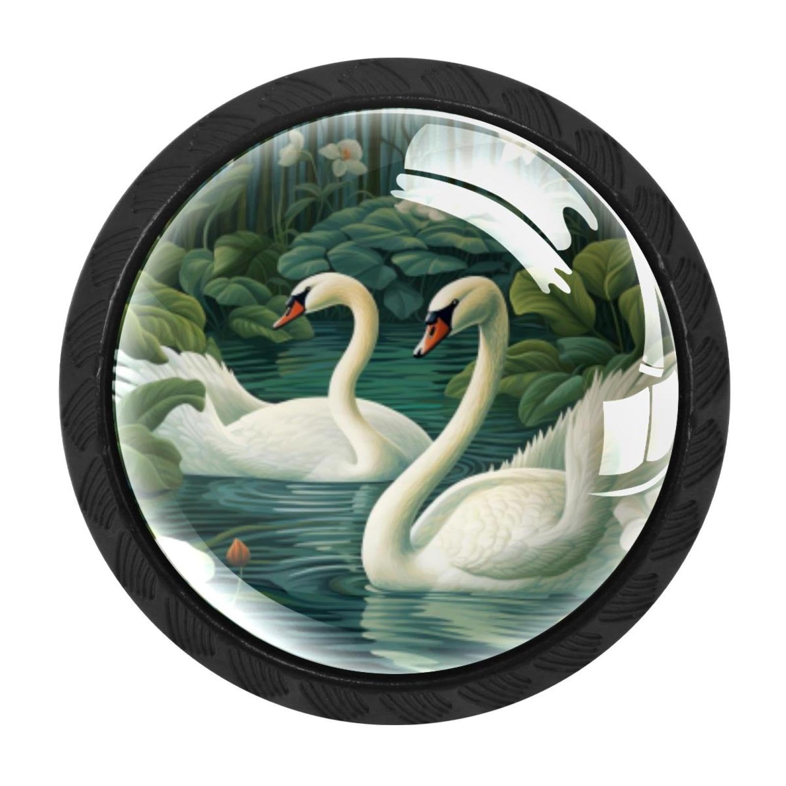 CHENZZZZ Swan Drawer Knobs Pull Handle Crystal Glass Circle Shape Cabinet Drawer Pulls Cupboard Knobs with Screws for Kitchen Cupboard Dresser Wardrobe etc