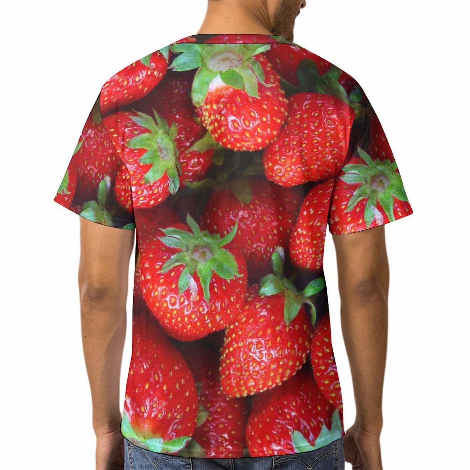 yukiemonいちご柄変形Ꭲシャツ Amazon.co.jp: メンズ Tシャツ イチゴ柄 いちご 苺 半袖 大きいサイズ