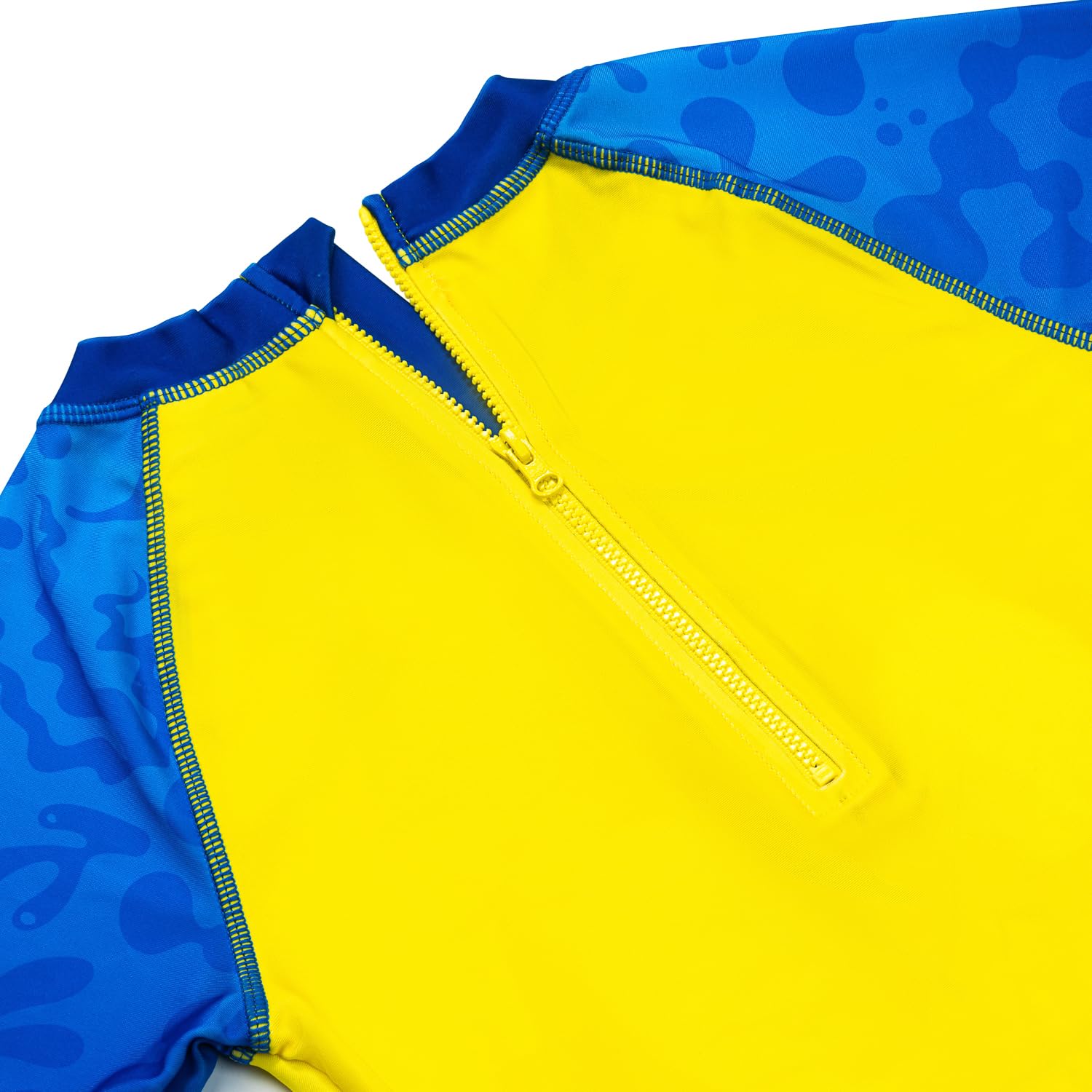 SPONGEBOB SQUAREPANTS Conjunto de natación para niños, chaleco de erupción de 2 piezas y pantalones cortos, traje de baño para niños con cremallera trasera, ropa de playa para vacaciones, edades de 4
