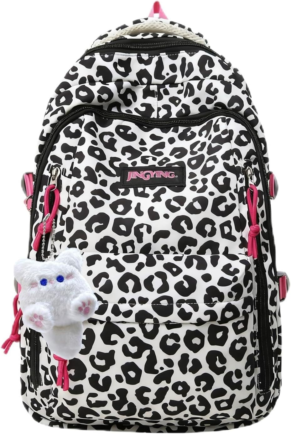 Women Black cheetah print backpack, College School Backpack Bookbag,Waterproof Sports Laptop Bag Compatible with 15-Inch Notebooks