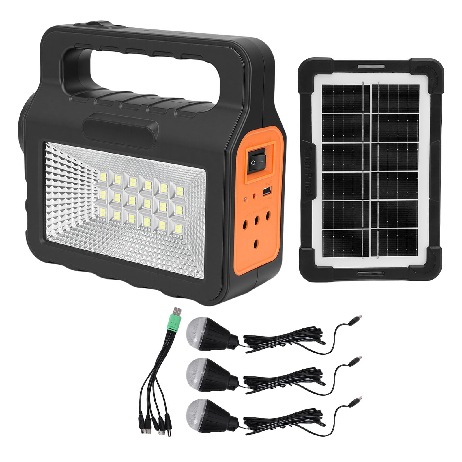Tragbarer Solarstromgenerator, 6000-mAh-Solarladegerät-Kraftwerk, Tragbarer Solargenerator mit LED-Leuchten und Solarpanel für die Notfallunterstützung auf Dem Campingplatz