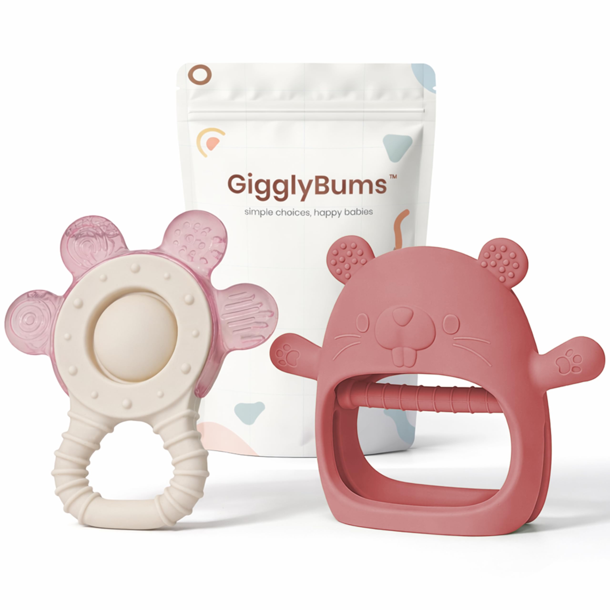 Baby Teether Set 3+ Months – Silicone & Water-Filled Cooling Teether 2-Pack, BPA-Free Sensory Teething Toys, Easy Grip, Sore Gum Relief – Baby Shower-Gift-Ready by GigglyBums — view 11