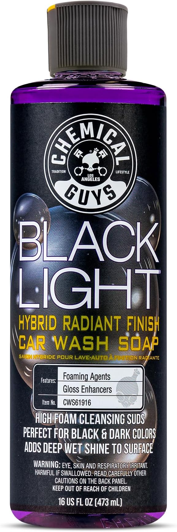 CWS61916 Black Light Foaming Car Wash Soap(Works with Foam Cannons, Foam Guns or Bucket Washes)Safe for Cars,Trucks,Motorcycles,RVs&More,16 fl oz, Black Cherry Scent(packaging may Vary)