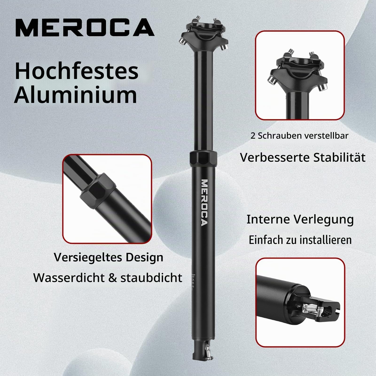Dropper Sattelstütze für Mountainbike, 30,9/31,6 mm Fahrradsattelstütze, 125 mm Reise, Aluminiumgehäuse, mit Fernbedienungshebel und Kabelsatz, MTB/E-Bike interne Routing