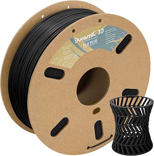 review DURAMIC 3D PLA Plus Filament 1.75mm Black 1kg, 1.75 PLA Pro 3D Printer Filament 8 Times Strength, 1kg Cardboard Spool 3D Printing Filament Dimensional Accuracy 99% +/- 0.03 mm