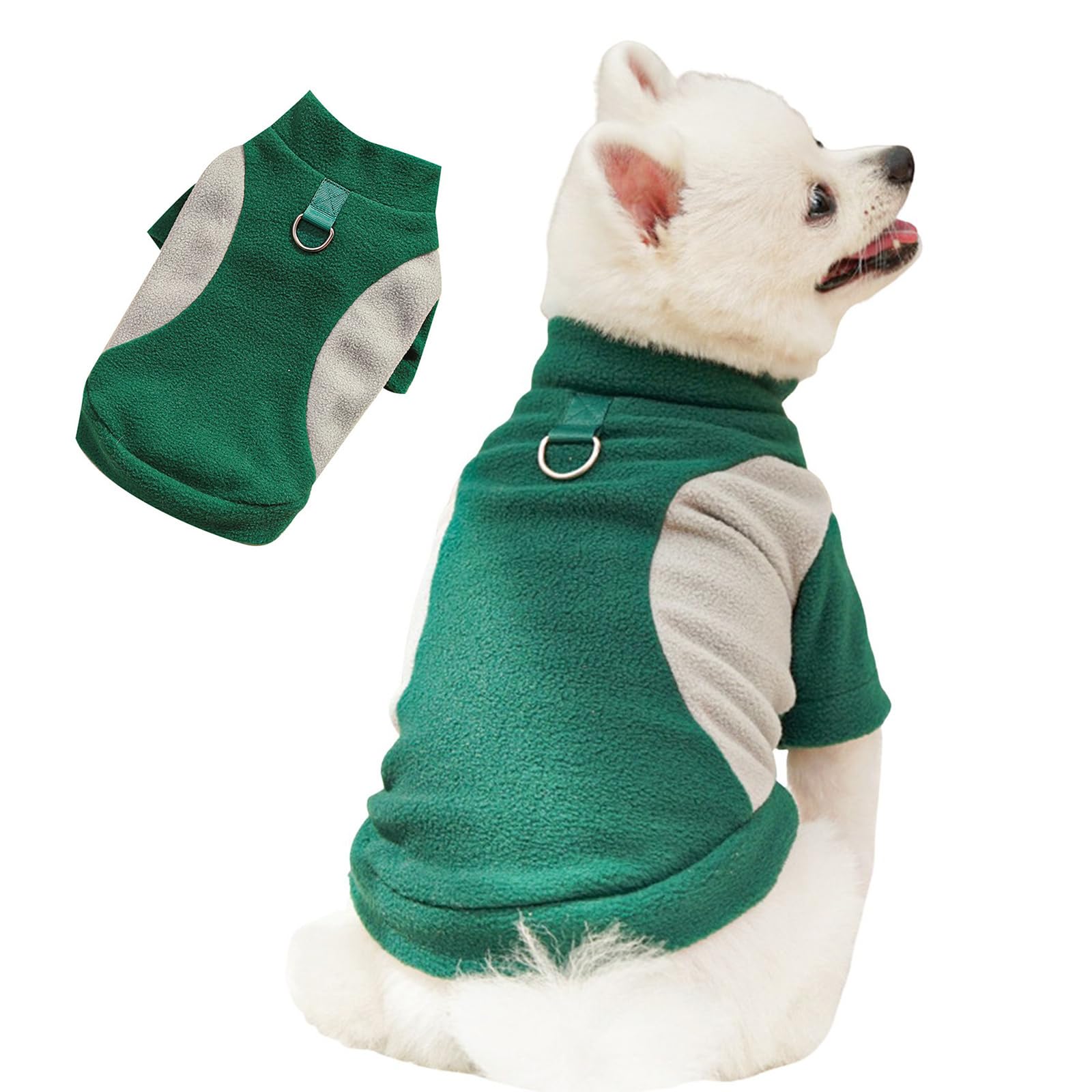 BT Bear Dog Warm Sweater Coat,Fleece Winter Sweatshirt Pullover Dog Jacket with D-ring for Medium Large Dogs,Green_5XL