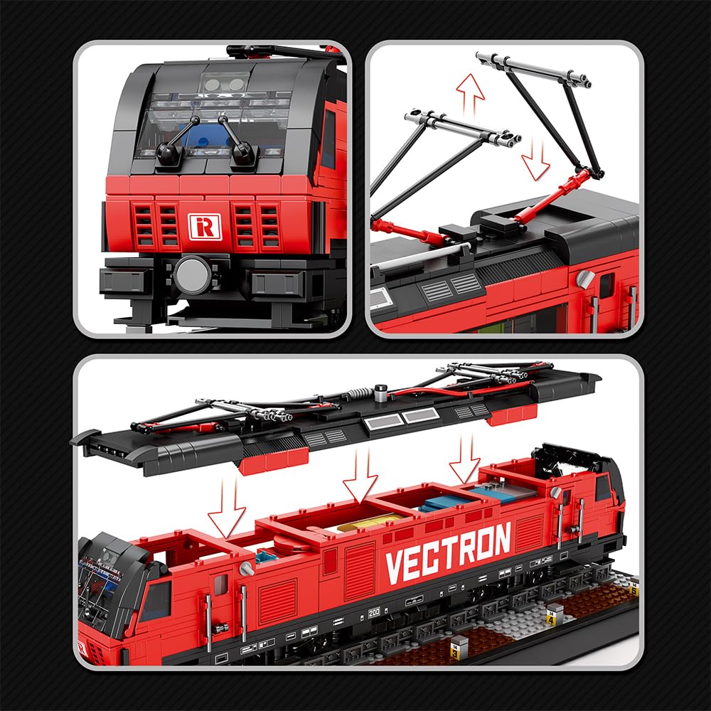 Reobrix 66019 Train Klemmbausteine Technik, MOC Urban Technology Elektro-Personenzug-Baustein-Set, 1889 Teile, tolles Zug Spielzeug-Geschenk für Erwachsene und Jugendliche