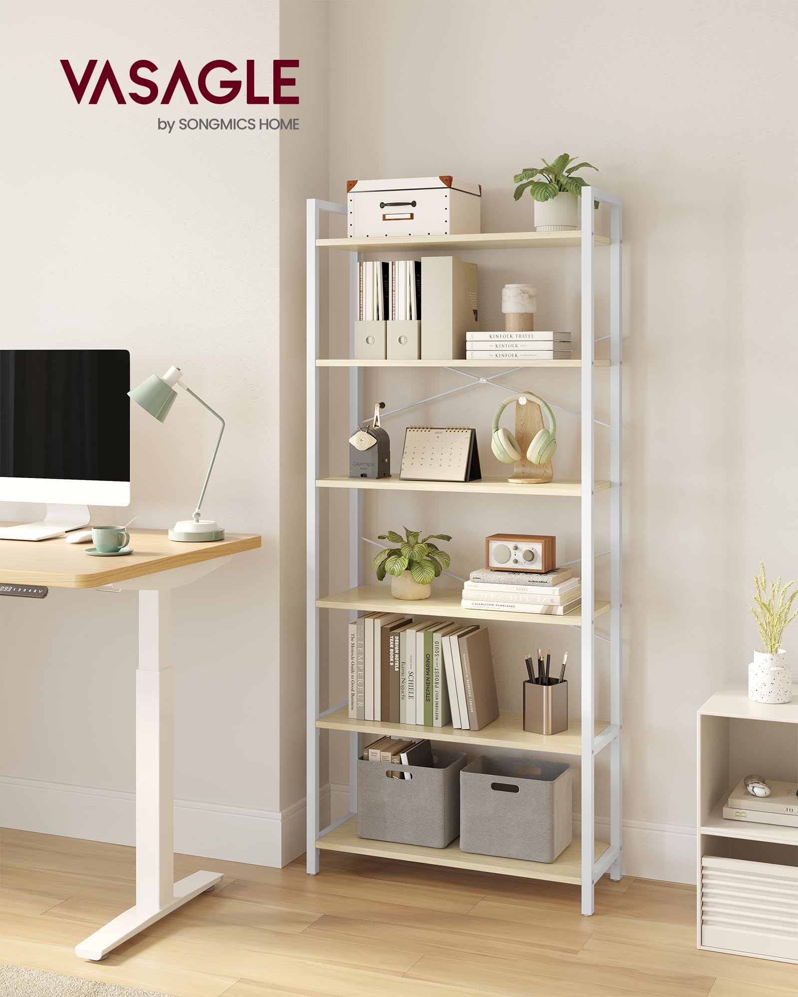 VASAGLE Libreria a 6 livelli, Scaffale Portaoggetti, 30 x 120 x 172,5