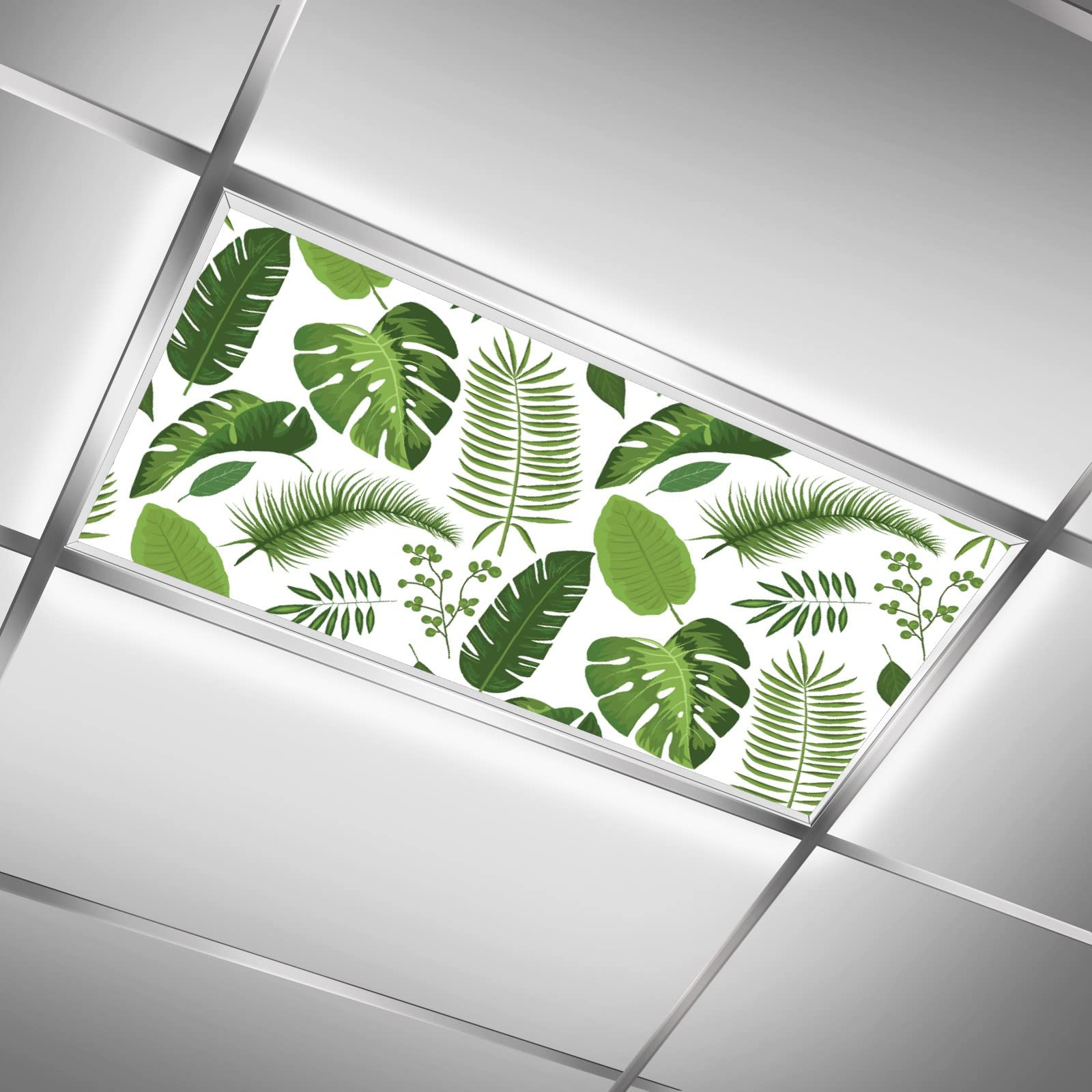 GVGHIDZ Fluorescent Light Covers for Classroom Office Eliminate Harsh Glare Causing Eyestrain and Headaches. Office and Classroom Decorations. Leaf