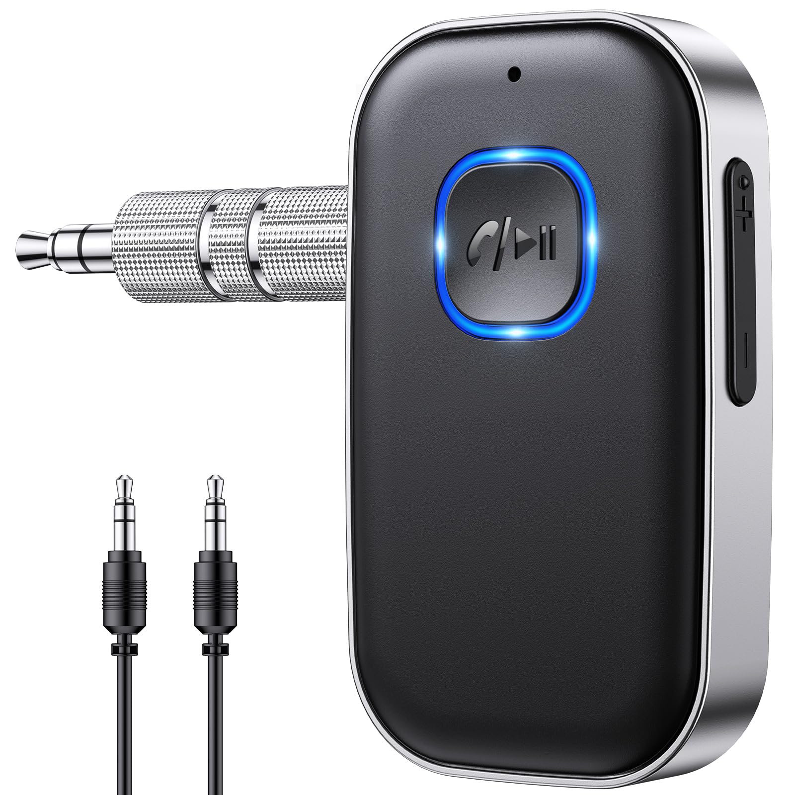 Glangeh Bluetooth 5.3 Adapter Auto, Upgraded Lärmminderung 3,5mm Aux Bluetooth Adapter, 16H Standby Empfänger Receiver Klinke für Auto Audio System, Kopfhörer, Speaker, Stereo-Endstufen