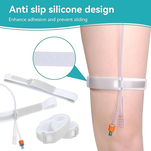 Miniatura 2 de Foley - Dispositivo de estabilización de catéter (5 unidades), correa de pierna de catéter con silicona antideslizante, catéter urinario para piernas