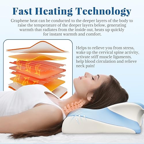 Miniatura 6 de Almohada térmica para el cuello para aliviar el dolor, almohada cervical ergonómica de espuma viscoelástica para personas que duermen de lado,