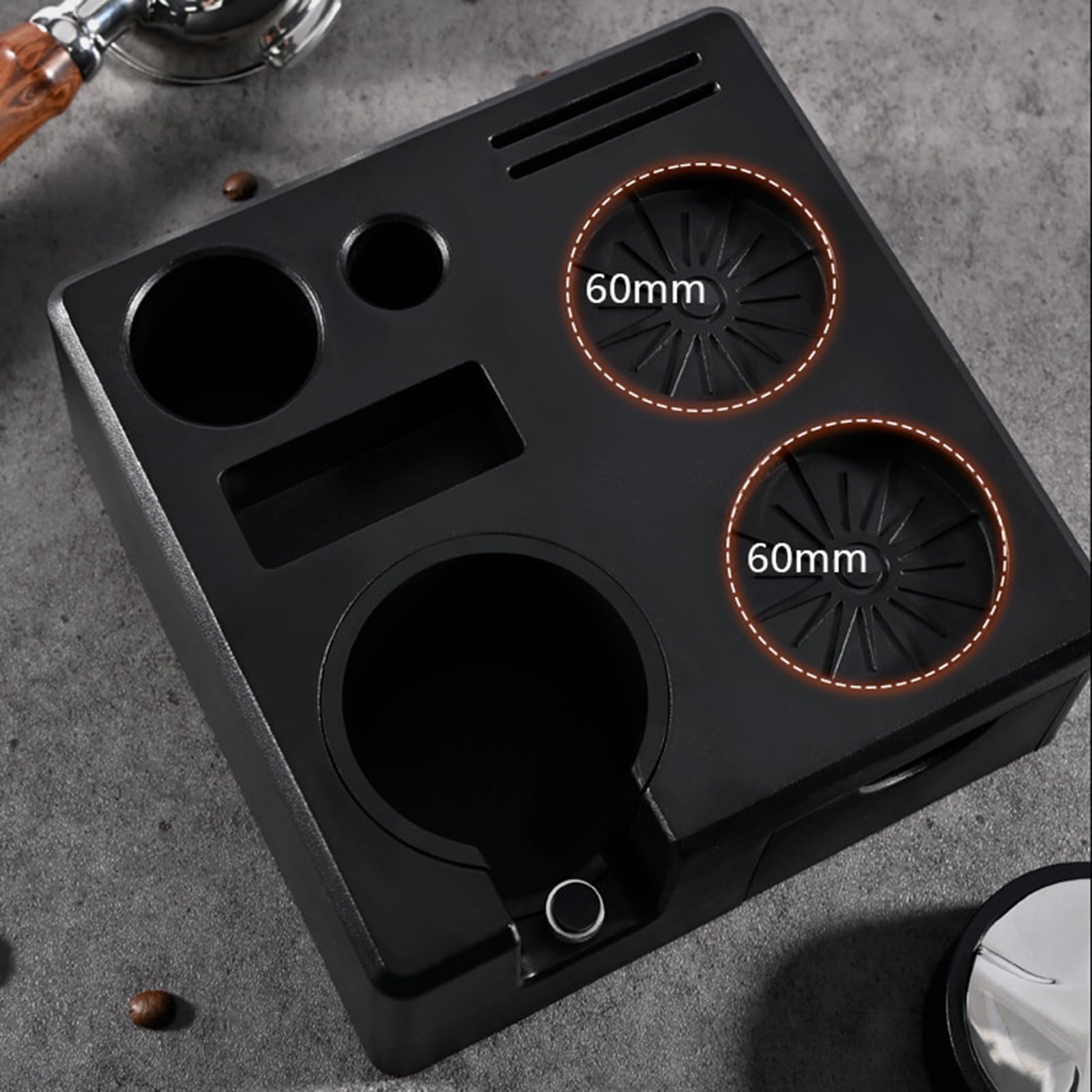 Multifunktionale Schubladenstile, quadratisch, Espresso-Tamperstation mit Aufbewahrungsschublade für Baristas, Kaffee-Zubehör, Organizer