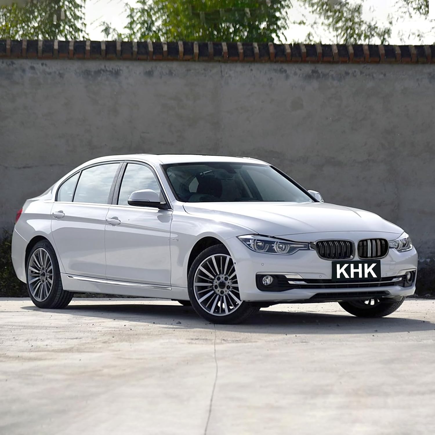 KHK Front Grill Compatible with BMW 3 Series F30 F31 2012-2018 320i 328i 328d 330e 330i 335i 340i xDrive, Gloss Black ABS Automotive Replacement Grill Double Slats with M Color Kidney Front Grille
