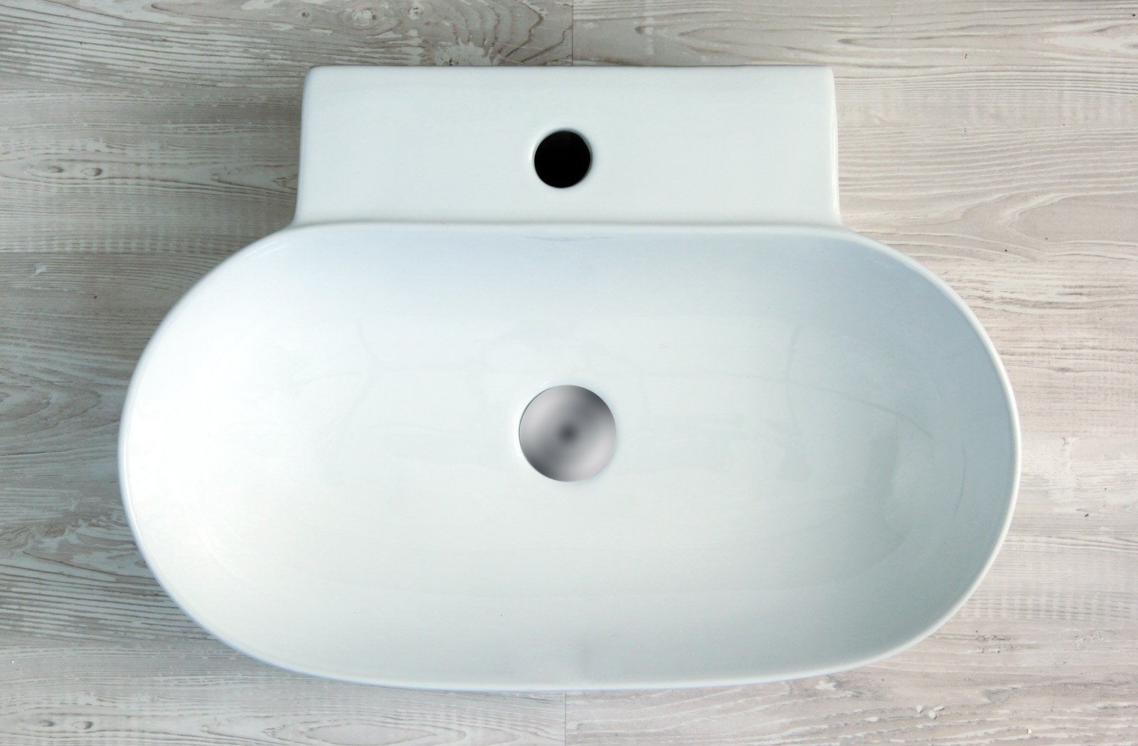 Yellowshop - Lavabo Da Appoggio O Sospeso Cm 57 x 40 Bacinella Lavandino Lavello In Ceramica Bianco Sanitari Bagno Design Moderno Modello Swing