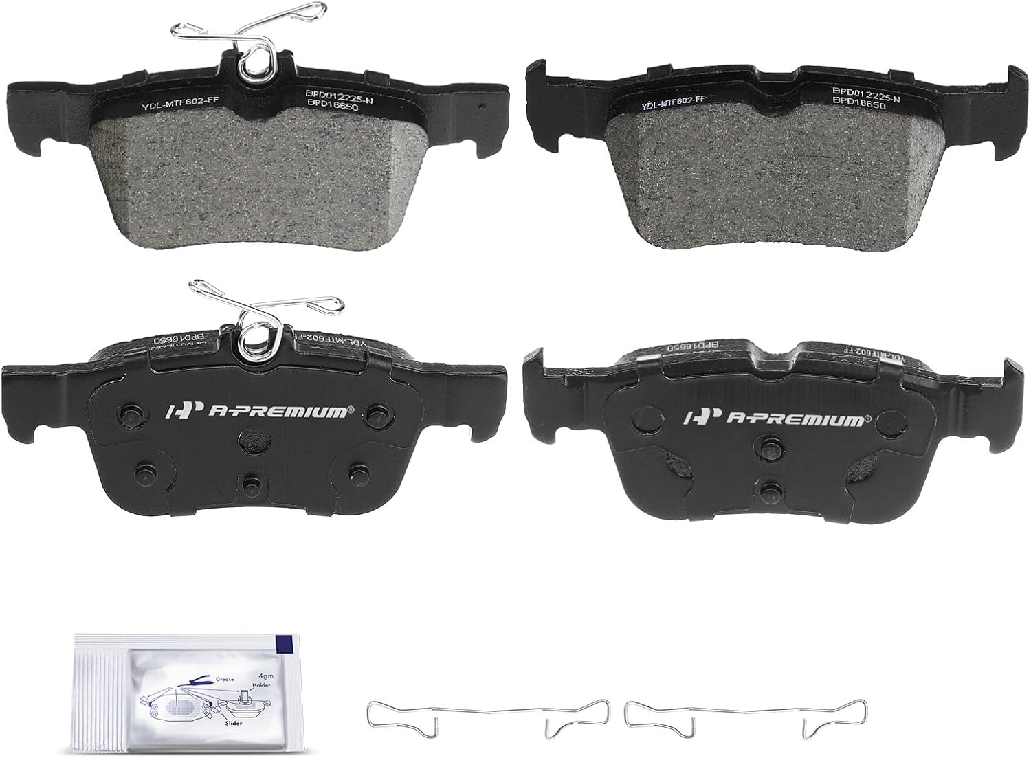 A-Premium Rear Ceramic Brake Pads Set Compatible with Ford and Lincoln Models - Edge, Escape, Fusion, Police Responder Hybrid, for Continental, MKC, MKX, MKZ, Nautilus, 4-Pack