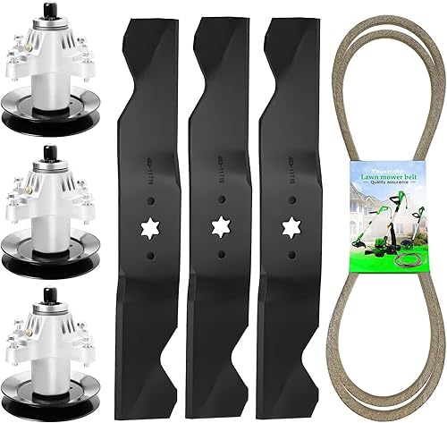 Kit de reconstrucción de 54 pulgadas para Cub Cadet SLT1554 SLTX1054, 3 husillos 618-04126 918-04125, 3 cuchillas 742-0677 942-0677, cinturón de 138