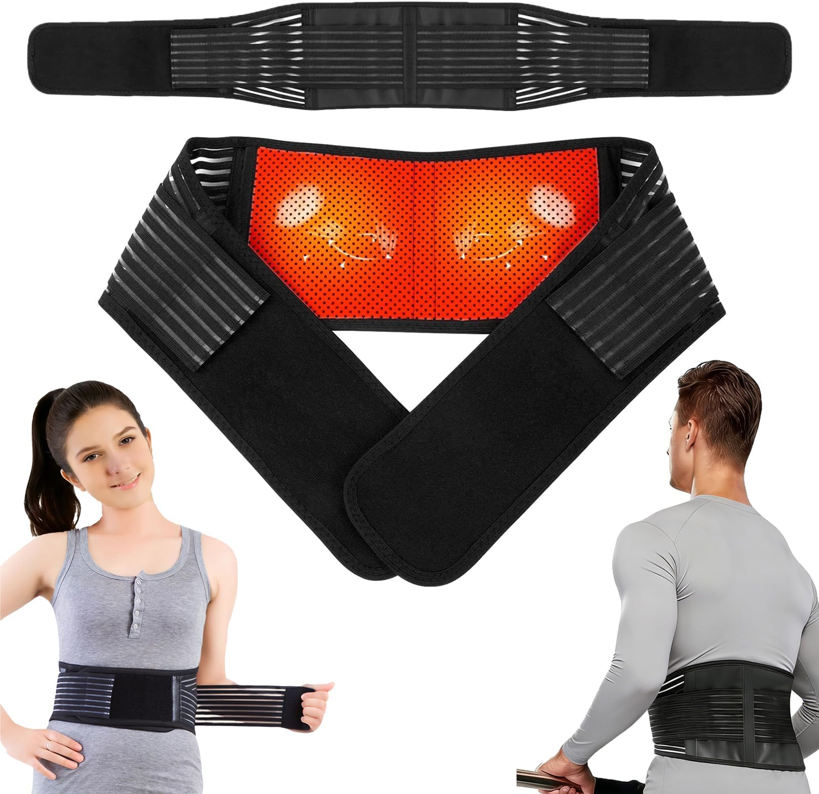 Back Support with Magnet, Tourmaline Magnetic Back Braces for Lower Back Pain Relief, Self Heating & Soothing Waist Band, Lumbar Support Belt for Herniated Disc/Sciatica (X-Large)