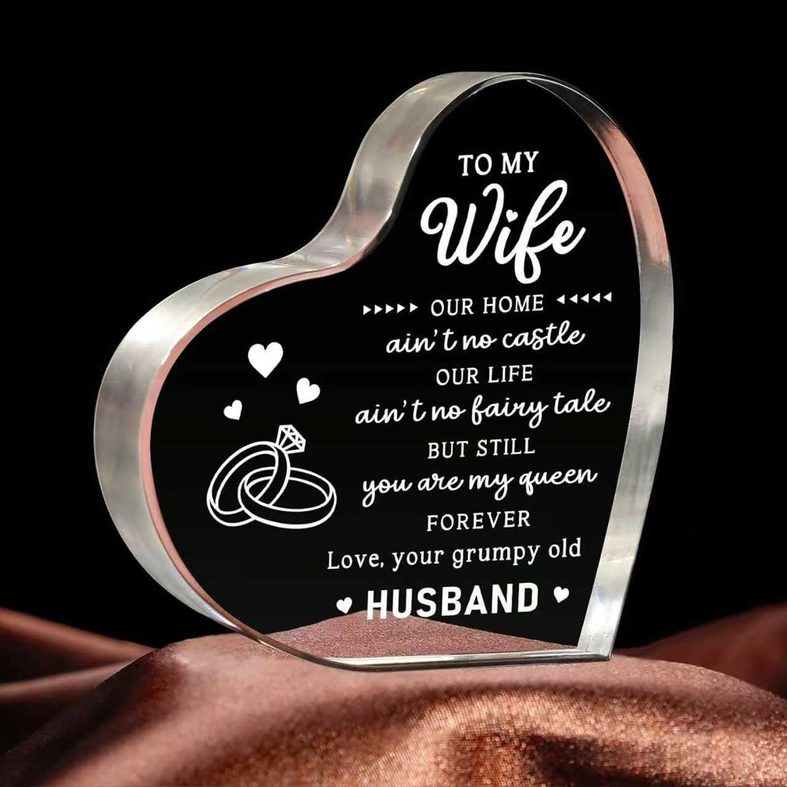 SUOXU Gifts for Wife - Heart-Shaped Acrylic Plaque | Perfect Birthday Gifts,Wedding Anniversary,Valentines Gifts,Thanksgiving Christmas Gifts 10x10cm Home Office Desk Decor Sign