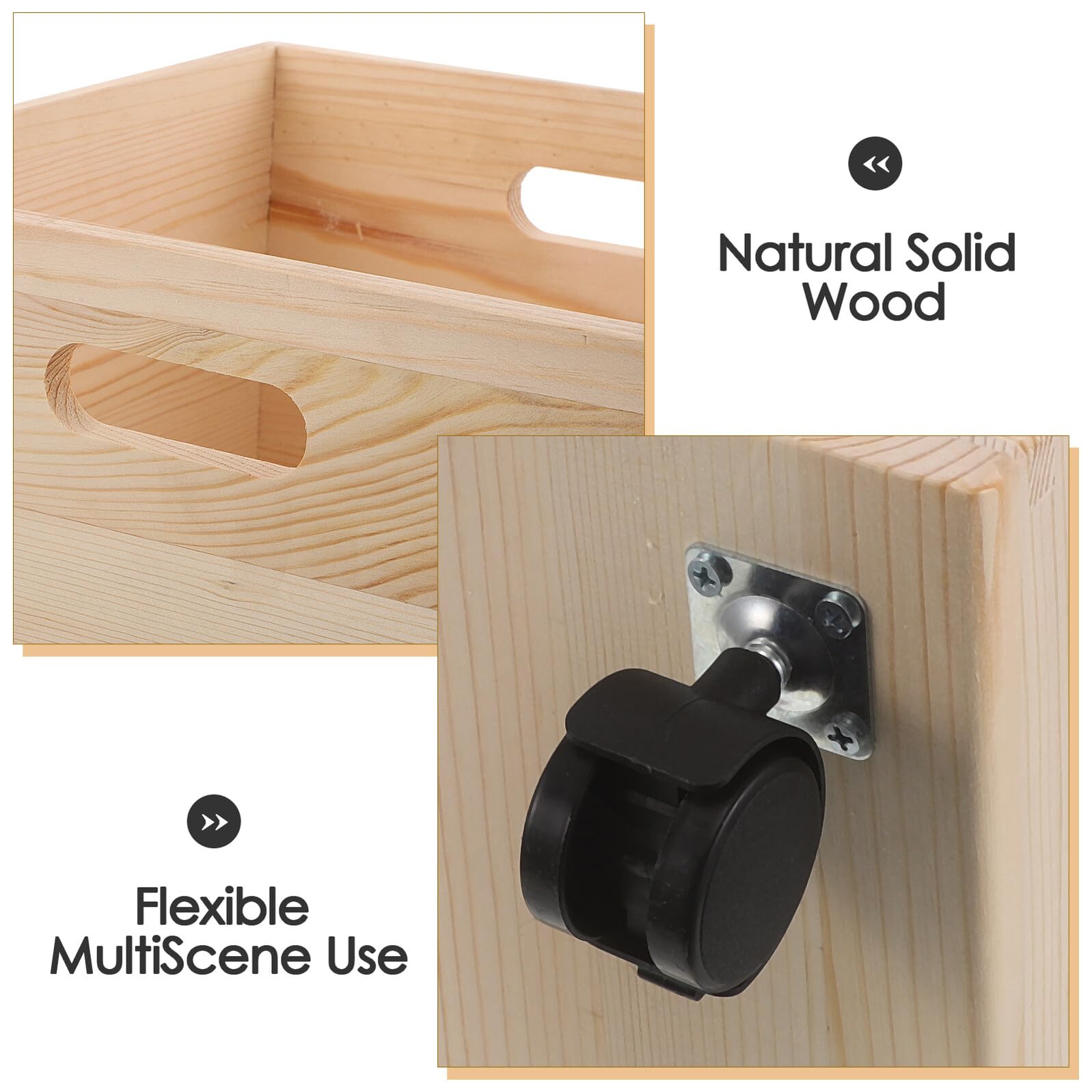 Alasum Cassa in Legno Quadrata con Ruote Porta Vinile e Libri Struttura Robusta Portatile Stile Rustico per Soggiorni e Dormitori