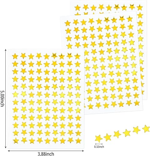 Miniatura 3 de 2160 unidades, 20 hojas de calcomanías pequeñas de estrella dorada, calcomanías de recompensa de 0.3 pulgadas de diámetro, calcomanías de estrellas