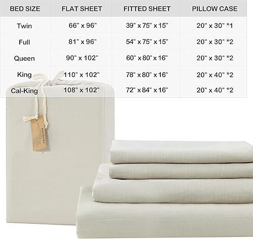 Miniatura 7 de PANDATEX 55% Bambú 45% algodón lino texturizado juego de sábanas para cama Individual, matrimonial Queen King, King