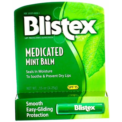 Blistex Protector de bálsamo labial medicinalprotector solar SPF 15 menta 015 onzas paquete de 5