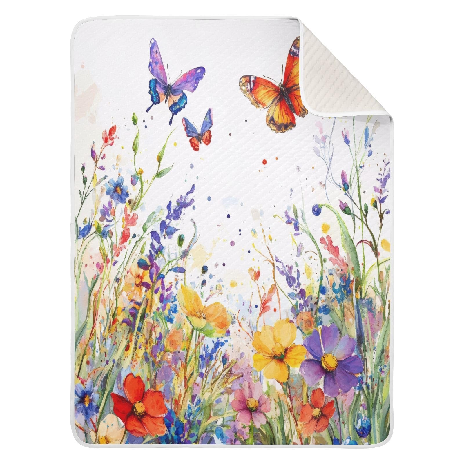Burbuja Wildflowers Butterflies Baby Blanket for Boys Girls, Nursery Soft Warm Swaddling Receiving Baby Blankets, 30x40 in Toddler Blanket