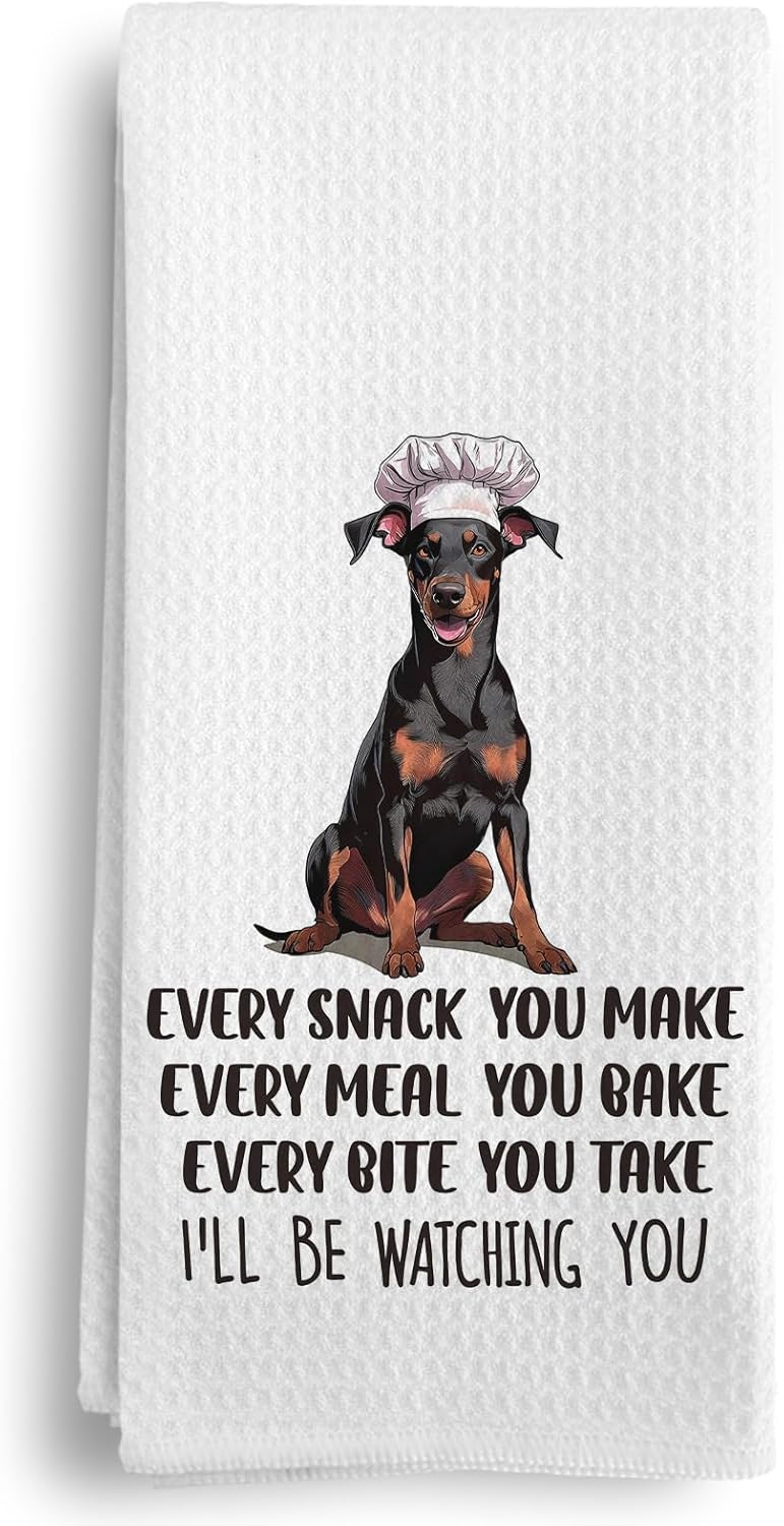 Doberman Dog Mom Kitchen Towels, Funny Chef Dogs Decorative Kitchen Towels, Doberman Gifts for Women Hand Dish Tea Towels 16x24 Inch