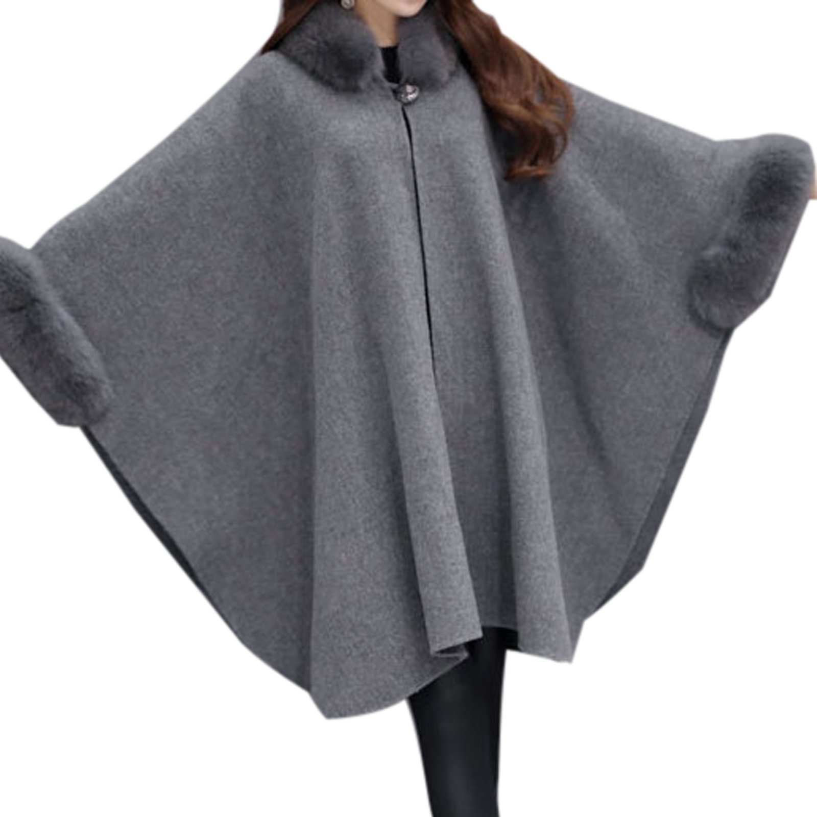 IQYU Warme poncho dames winter: winterponcho dames elegant met mouwen - cardigan-deken kapsjaal voorkant open cardigan poncho sjaal wrap open voorkant cape voor vrouwen moeder cadeau, zwart, L