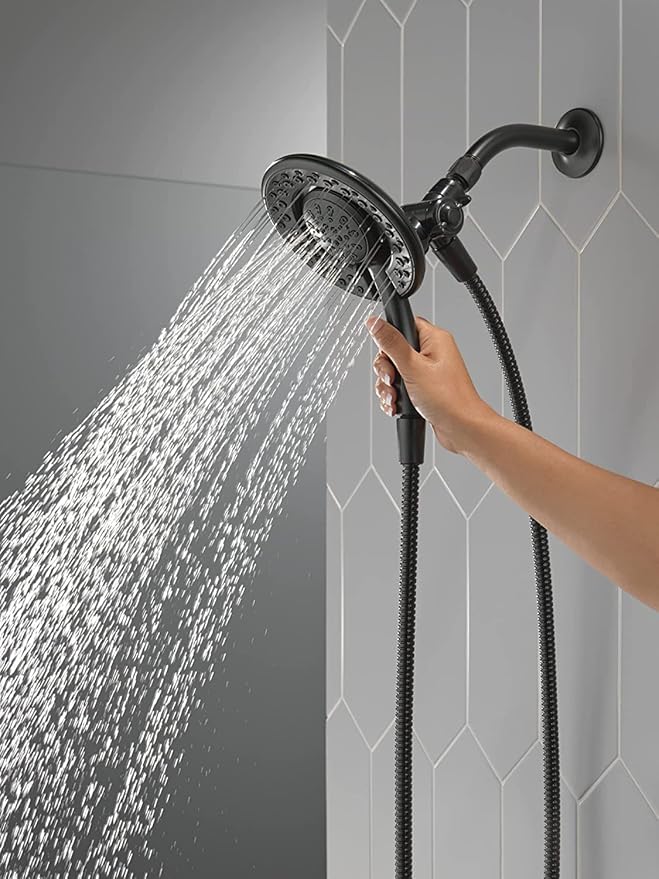 Delta In2ition TwoinOne 5Spray Patterns 6.63 in. Wall Mount Dual Shower Heads in Matte Black