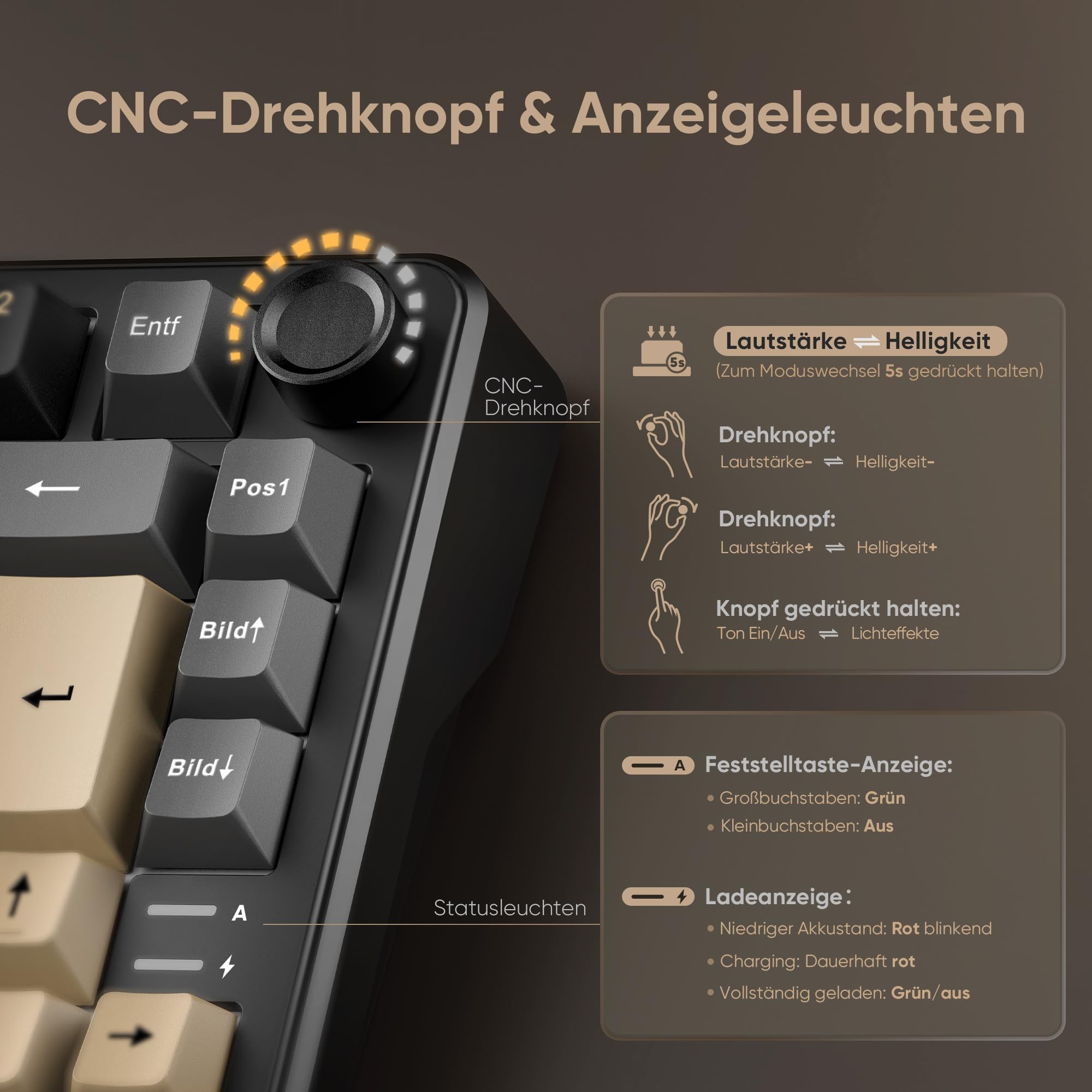 RedThunder K75 Kabellose Mechanische Gaming Tastatur, deutsches QWERTZ Layout, 81 Tasten, 3-Mode BT/2,4GHz/USB-C, RGB, Hot-Swap, 4000 mAh Akku