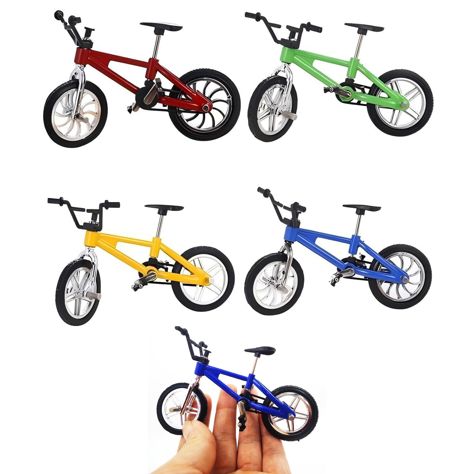 Satiskid 4 PCS Mini Finger Bikes Toys, Miniature Bicycle Model, Simulation Mini Finger Mountain Bike, Bicycle Model Collections Decoration, 4 Colors