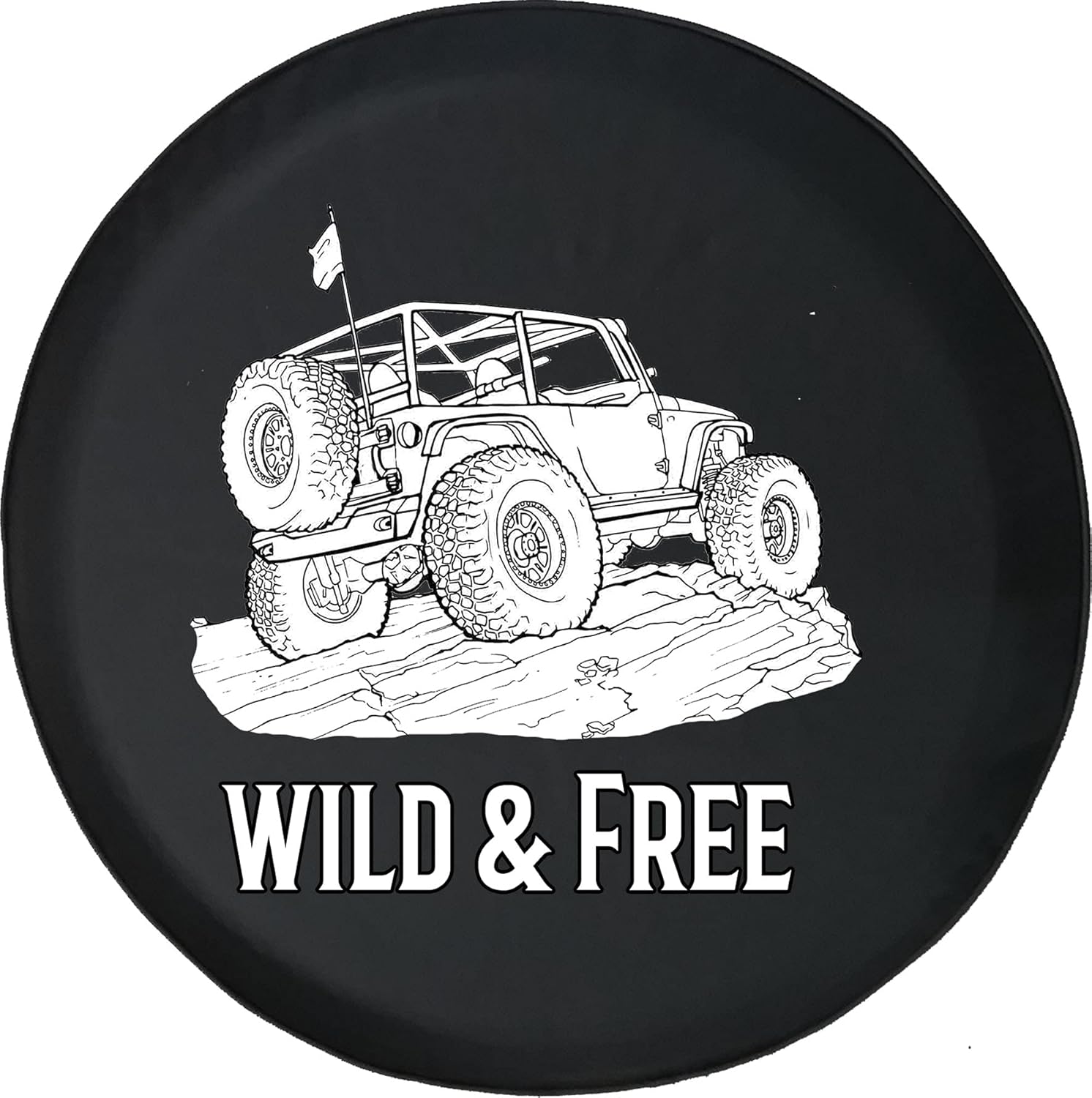 Spare Tire Cover Wild and Free Black Accessories for Trailers Trucks SUVs RV Campers 32-33 Inch