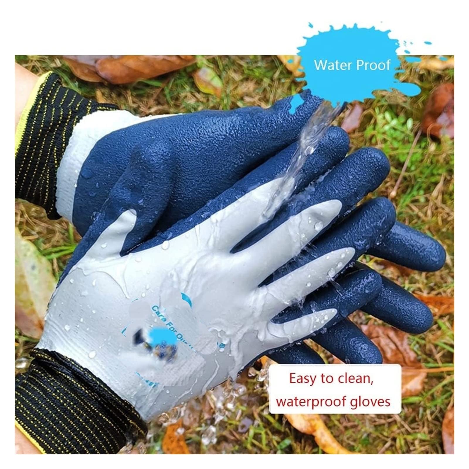 Gants de travail, gants jardinage, anti-épines, en nylon, paume anti-coupure, à prise sûre, protection haute performance niveau 5, double couche latex imperméable(XL)