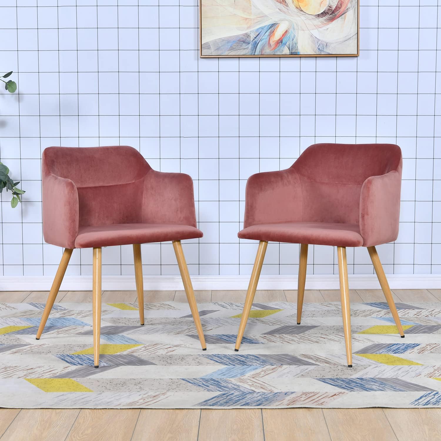 Buy Velvet Chair Set Of 2 Pink Accent Chairs Modern Arm Chairs For Living Room Online In Indonesia B084jh595l Buy Velvet Chair Set Of 2 Pink Accent Chairs Modern Arm Chairs For Living Room Online In Indonesia B084jh595l