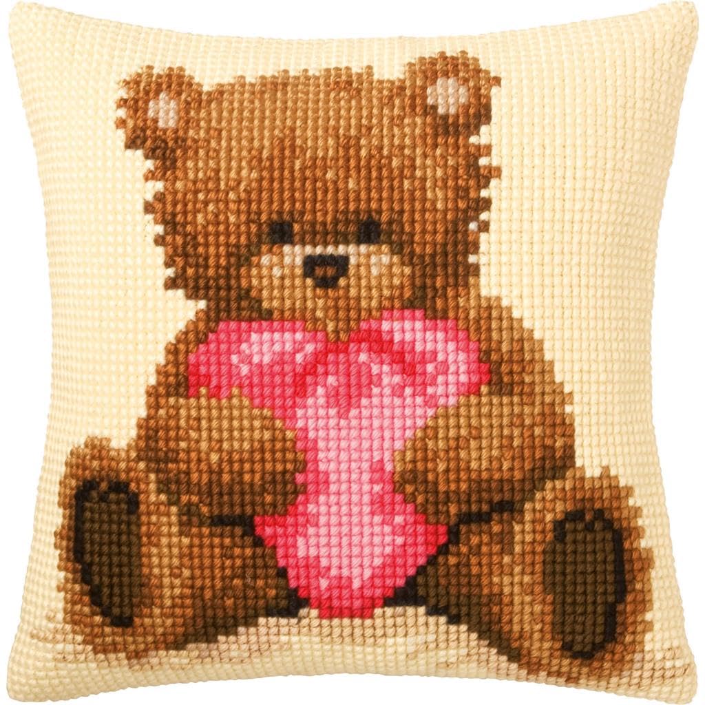 Vervaco Love Teddy Bear Cross Stitch Cushion Kit