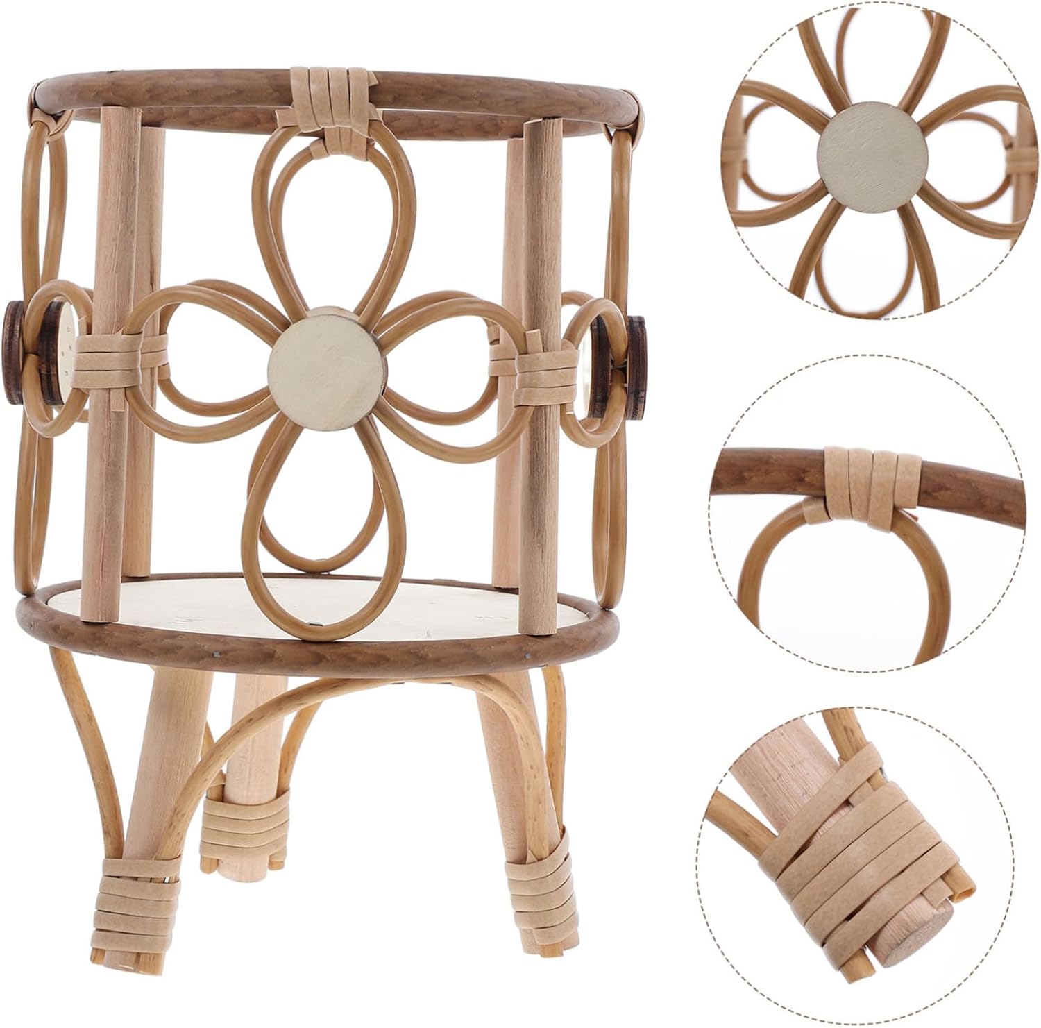 Unique Rattan Plant Stand Greenery Decor Flower Pot Holder for Outdoor Indoor Boho Style Flower Stands for Plants Decorative Planter Display Rack