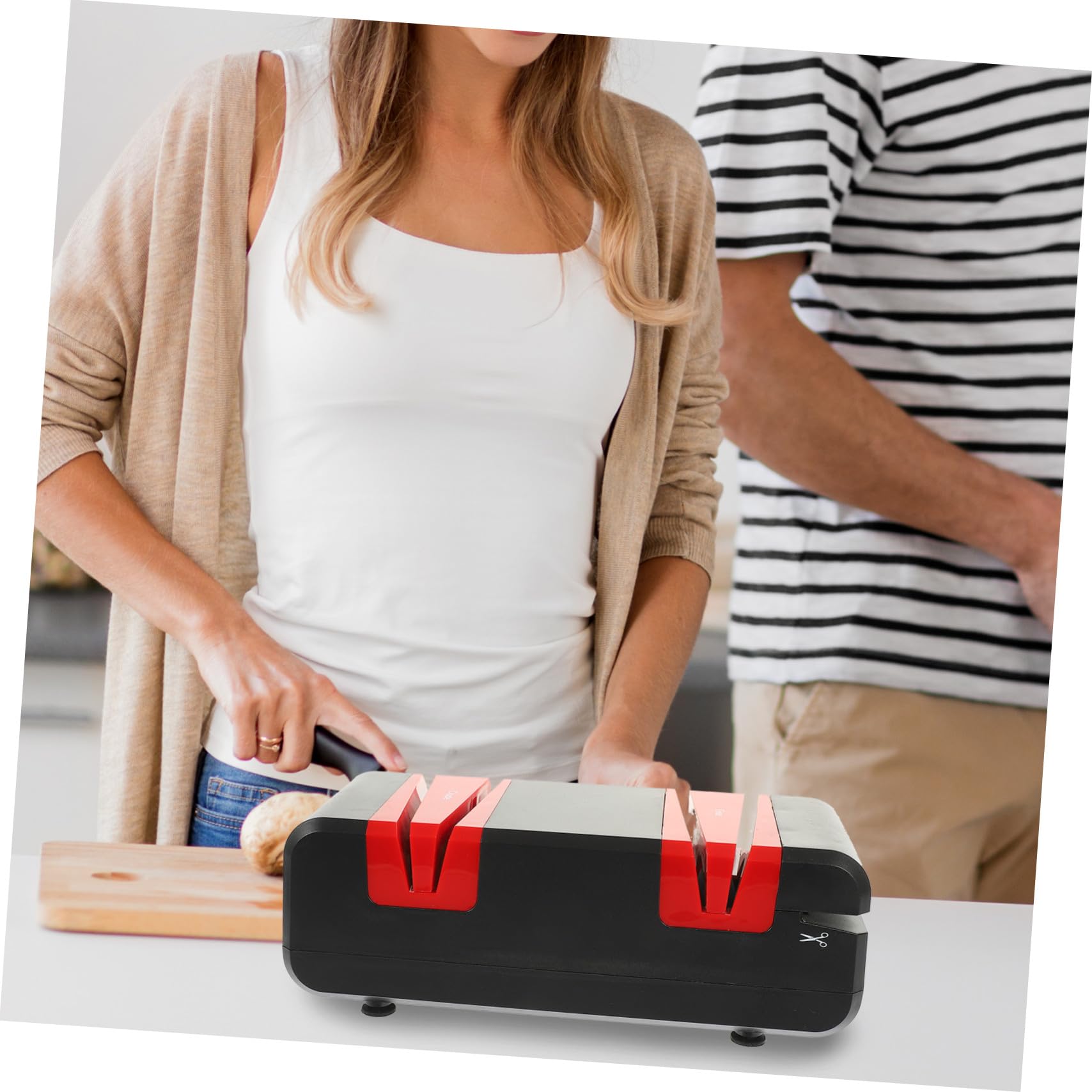 Afilador Eléctrico De Cuchillas y Tijeras 60w Motor De Cobre Afilador Rápido y Multiusos Para Cocina Doméstica Negro y Rojo Voltaje Europeo Ac220