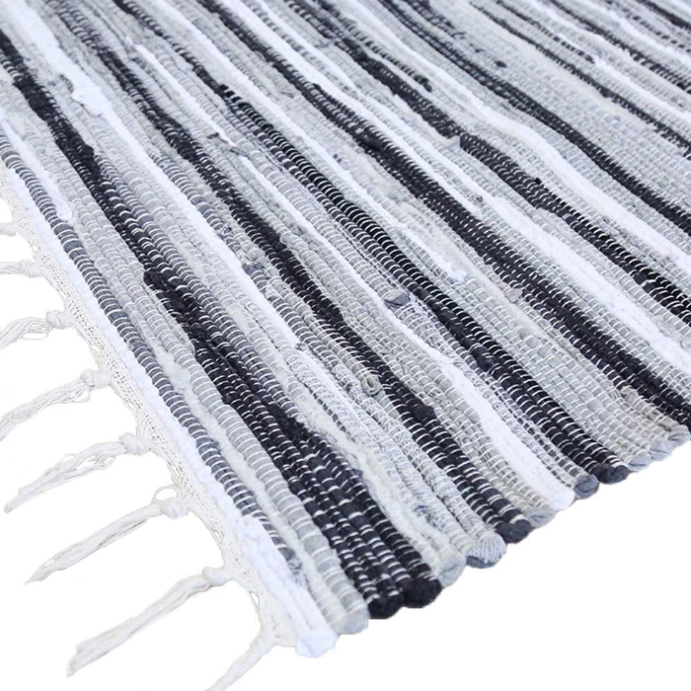 Tappeto da bagno in cotone reversibile fatto a mano, 50,8 x 78,7 cm, con nappe, lavabile in lavatrice, per lavanderia, corridoio, ingresso, cucina, soggiorno