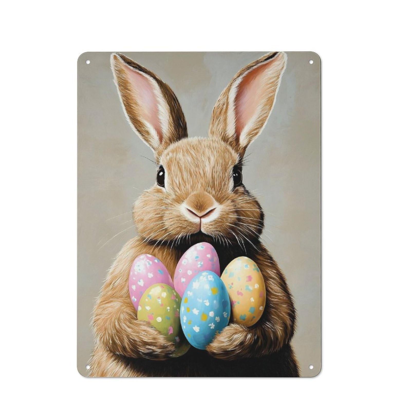 Vintage Tin Sign 40x30cm Featuring Easter Bunny Portrait for Bar Or Restaurant, A Decorative Christmas Gift for Bar Decor Enthusiasts